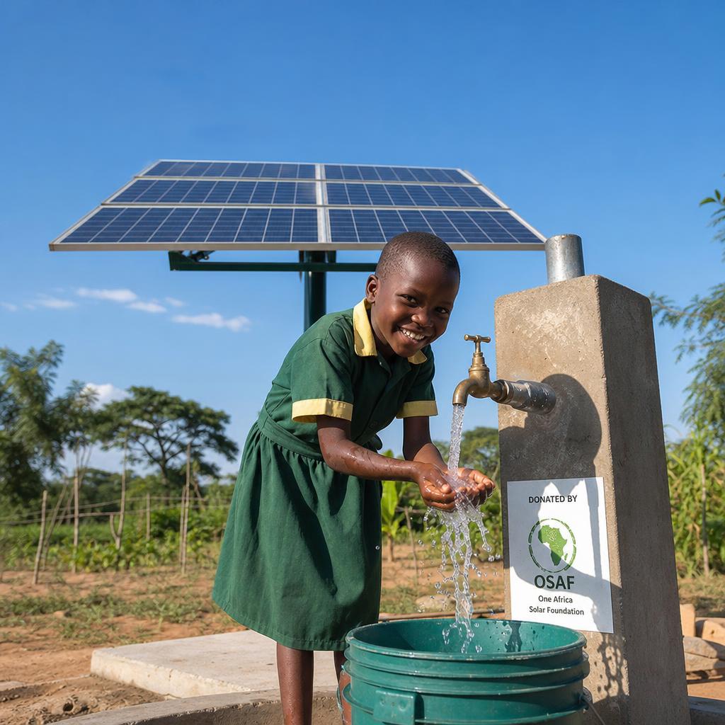 Solar-powered borehole installation